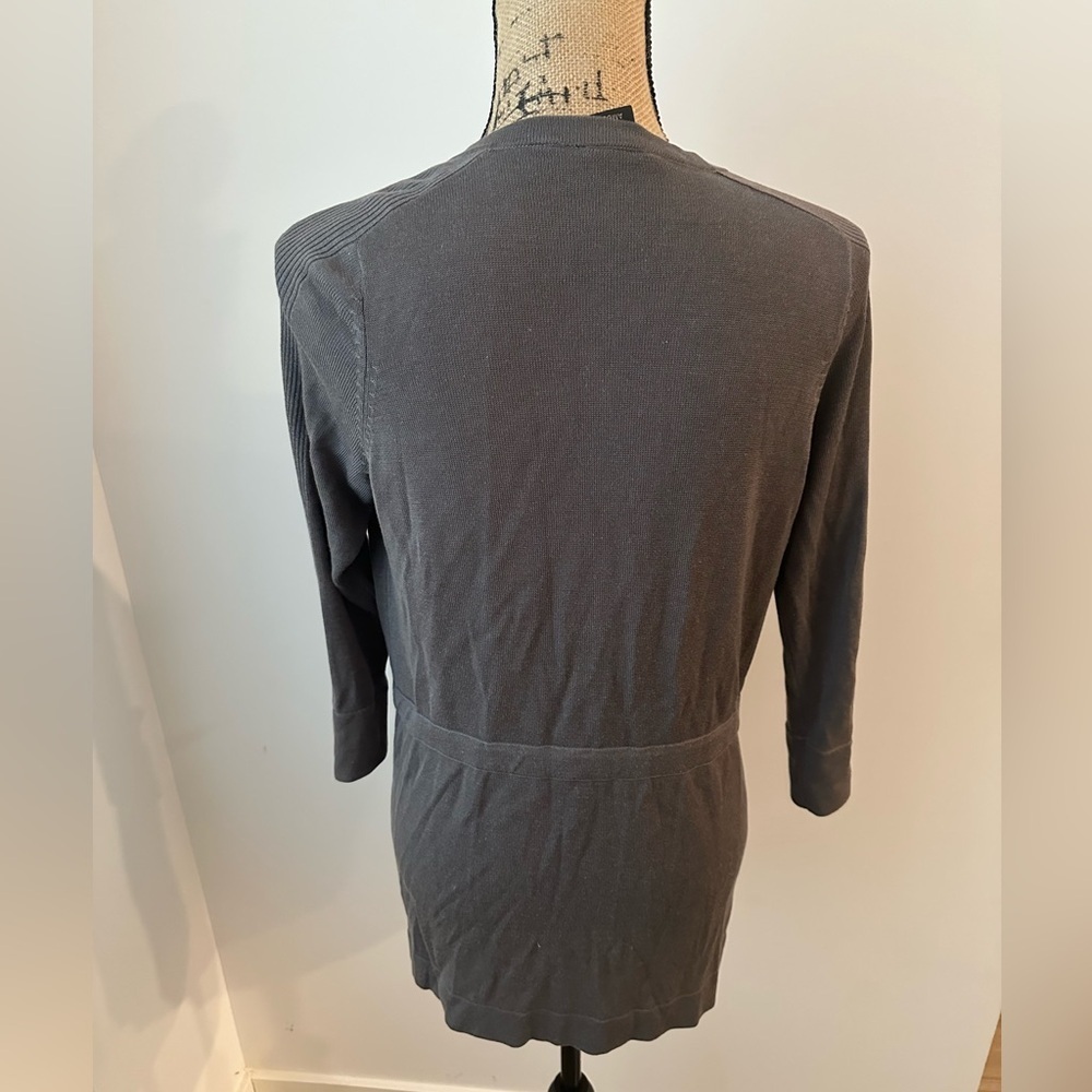 Amber Sun Luxury Silk Blend Gray Knit Button Cardigan | Long Sleeve, Small - Picture 4 of 6
